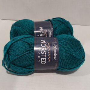 Lot of 2 Herrschners Supreme Worsted Yarn Skeins Spruce 3.5oz Medium